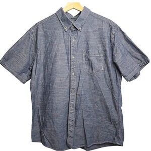 Eddie Bauer Mens Classic Fit Short Sleeve Button Down‎ Shirt Blue Large